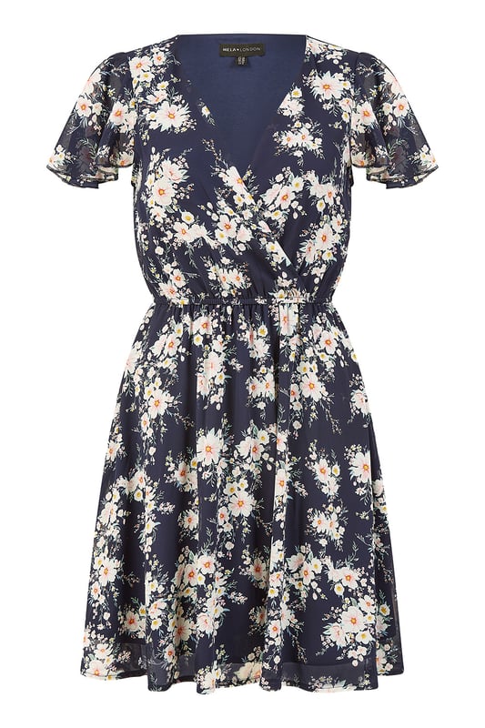 The floral print trend is not going away any time soon and this cute skater dress is the perfect host for this spring essential! The fluttery sleeves, ruched waistline and fit and flare style is perfect for day time dressing. The V neckline with wrap over detail is super flattering. Add tights and boots for cooler days or style with trainers and a blazer once the sun comes out!