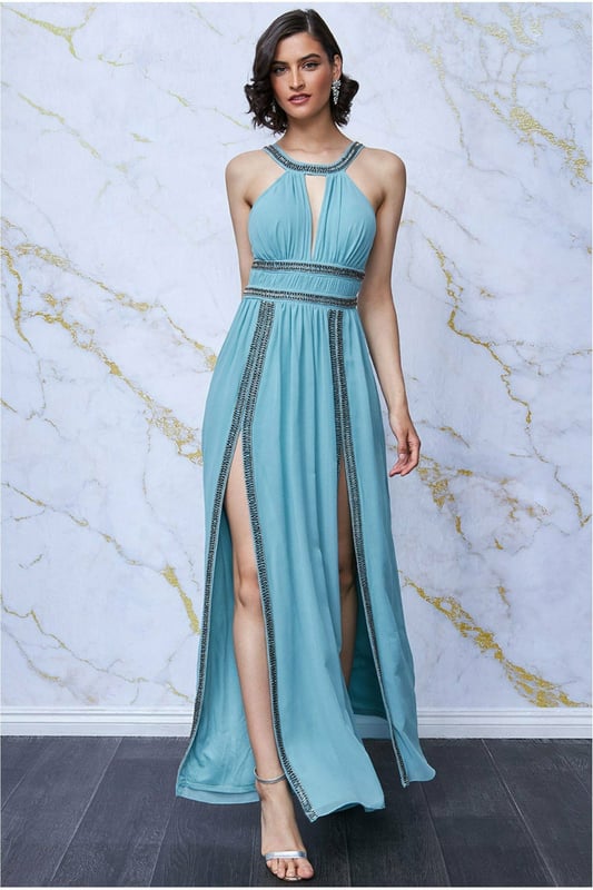 Double Spilt Grecian Maxi Dress