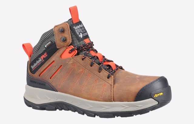This sturdy men's work hiker from Timberland Pro is designed with Vibram rubber outsoles for stability and traction, and it also features waterproof protection from the in-built membrane.
- Leather upper
- Composite safety toe
- Waterproof membrane
- Secure lace fastening
- Puncture-resistant plate
- Anti-fatigue technology for shock absorption and energy return