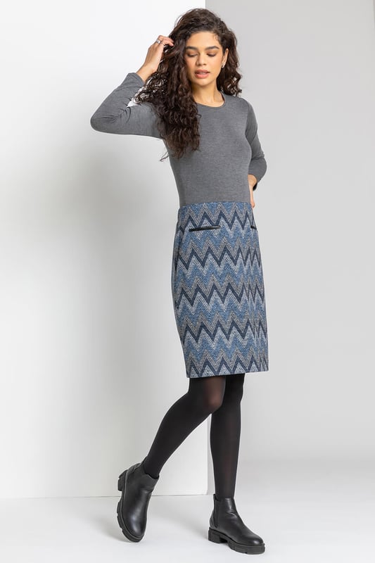 Grey zig zag skirt new arrivals