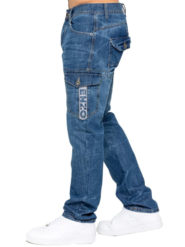 Experience timeless appeal with Enzo Mens Straight Leg Designer Jeans. Made from durable cotton blend denim, offering style and functionality with multiple pockets for all your essentials. Flattering fit for all body shapes with button fly, branded stitching, and PU waist tag for added sophistication. Versatile for any occasion with branded buttons, rivets, and embroidered Enzo logo on back pocket. Must-have for your wardrobe! 30L is Short Leg, 32L is Regular Leg, 34L is Long Leg