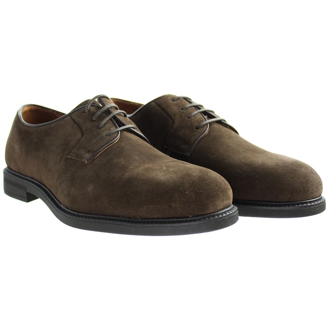 Hackett Plain Derby Mens Brown Shoes Hackett Plain Derby Lace-Up Zapatos de cuero de cuero de gamuza marrón HMS20725 898