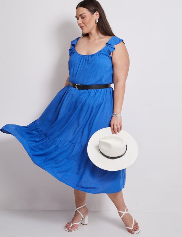 Cap sleeve maxi dress casual outlet