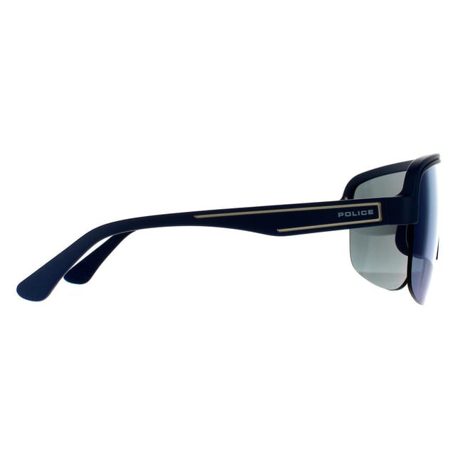 Police Semi Rimless Mens Matte Midnight Blue Blue Mirrored 90041091 Police are a semi-rimless frame crafted from lightweight acetate. The nose pads ensure all day comfort. Police's logo features on the slender temples for brand authenticity.