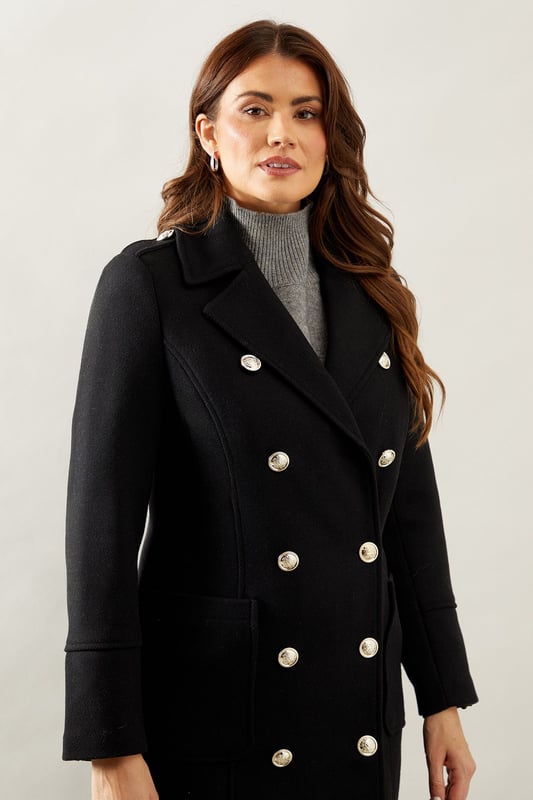 Double breasted military coat womens 2025