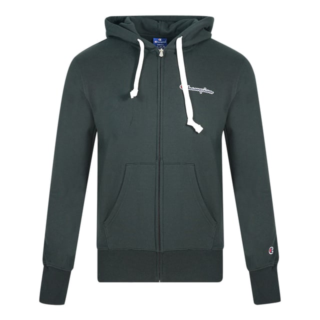 Champion Classic Script Logo Black Zip Hoodie. Champion Black Hoodie. Elasticated Sleeve Ends and Waist, Drawstring Hood. Front Pockets. 100% Cotton. Style Code: 214719 KK001
