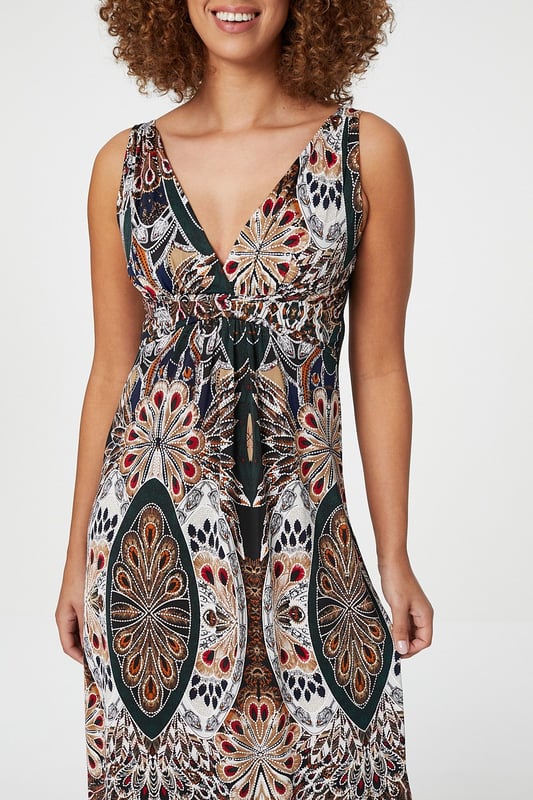 Peacock print maxi dress new arrivals