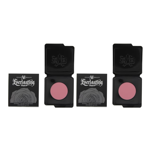 KVD Everlasting Refill Blush is a high-quality blush formula that delivers long-lasting, vibrant color to your cheeks. This refillable blush is part of the KVD Everlasting Blush collection, known for its exceptional pigmentation and smooth application. The blush is finely milled and blends effortlessly onto the skin, providing a soft and natural-looking flush of color. It is available in a range of shades to suit different skin tones and preferences, from subtle neutrals to bold and vibrant hues. Whether you prefer a soft, romantic glow or a bold pop of color, the KVD Everlasting Refill Blush has options to help you achieve your desired look. The formula is buildable, allowing you to customise the intensity of the blush. Whether you prefer a sheer wash of color or a more dramatic effect, you can easily layer the product to achieve your desired level of pigmentation. The blush has a velvety texture that blends seamlessly into the skin, leaving a smooth and flawless finish.  Not only does the KVD Everlasting Refill Blush provide beautiful color, but it is also formulated to be long-lasting. The blush stays put throughout the day, resisting fading or smudging, so you can enjoy a fresh and radiant look for hours.