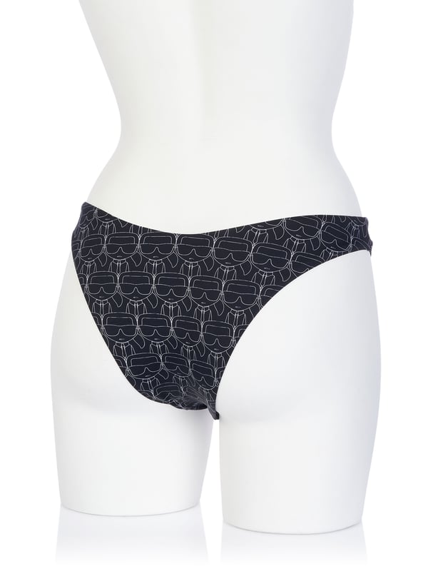 82% poliamida, 18% elastano; braguitas de bikini Karl Lagerfeld; Modelo: KL21WBT13; Mano de obra de alta calidad; corte de bragas; Abrazar la figura; Detalles del logotipo de Karl Lagerfeld