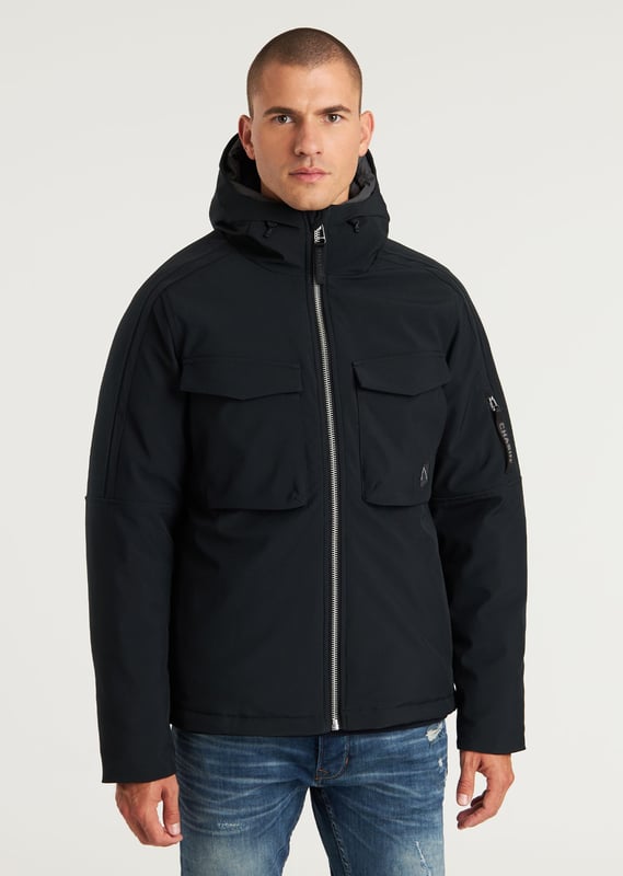 Fit & Material The Solar Shift is a regular fit puffer jacket with an elastic waistband at the bottom. Thanks to the polyester mix and the 3M Featherless Thinsulate filling, this jacket is water-repellent, windproof, and keeps you warm.  Performance Features  Breathable Keep Warm Quick Dry Water Repellent Wind Proof Details This puffer jacket features 2 chest pockets with button closure, 2 side pockets with autolock zippers, a sleeve pocket, and an inner pocket with zipper closure. The lining has a quilted finish. Additionally, the jacket comes with an adjustable hood and our Signature CHASIN' details.  Specs  Regular fit 3M Thinsulate Elastic bands Quilted lining 6 pockets Adjustable hood CHASIN' details