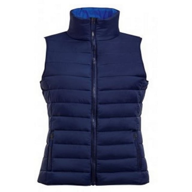 Polyester vulling. Waterafstotend. Aangepaste stijl. Halsband hoog geritst. Twee zakken met rits aan de voorkant. Zelfbinding van de stof op de zoom. Nylon buitenkant. Damesmaat: S(8/10), M(10/12), L(12/14), XL(14/16), XXL(16/18).
