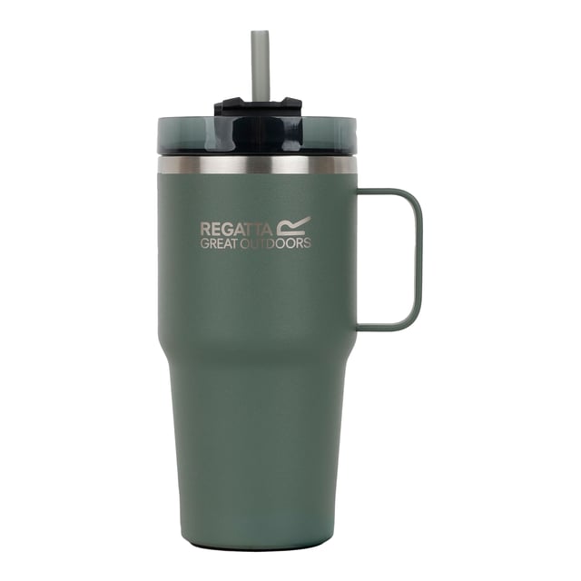 Material: Stainless Steel. Durable. Carry Handle, Double-Walled, Flip Up Straw, Hot Up To 6 Hours, Insulated, Keeps Drinks Cold For 12 Hours, Non-Slip Base, Rubber Base, Screw Top Lid, Spill-Proof Lid, Thermal. Design: Logo. Capacity: 0.6L.
