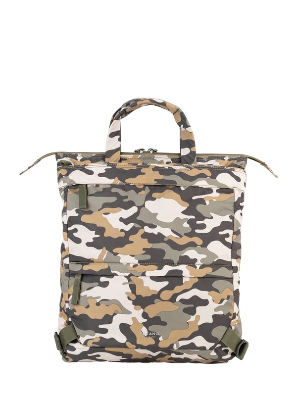 Unisex-Rucksack mit Schnallenverschluss. eine offene Innentasche. zwei Außentaschen mit Reißverschlüssen vorne und zwei Reißverschlüssen hinten. fehlender Schultergurt.  Griff aus recyceltem Polyethylenterephthalat. ein Innenfach.  externes Material.  Innenraum aus recyceltem Polyethylenterephthalat. Maße: 0x0,00 xx0 cm. Modeprodukt
