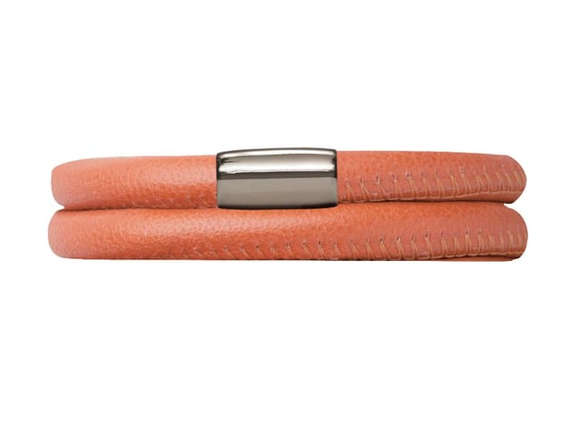 Genuine Leather BraceletDoubleStainless steel magnetic catch • Jewellery Box Not Guaranteed