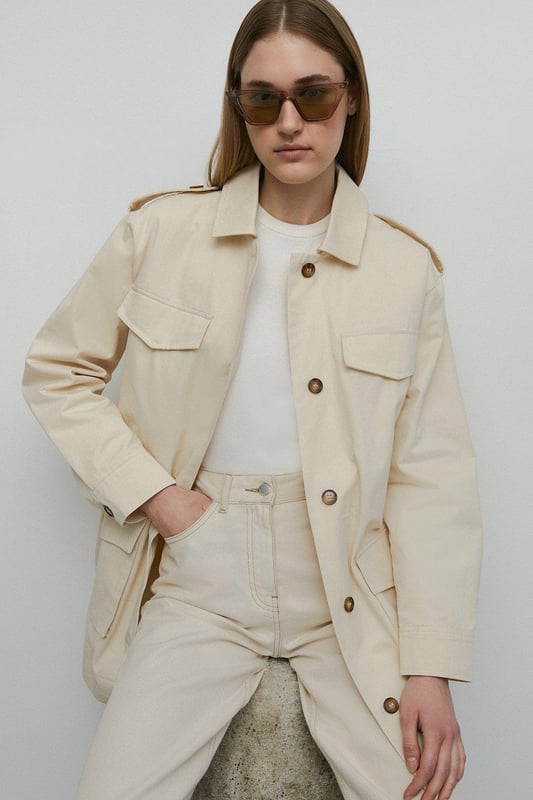 Cotton utility jacket women clearance