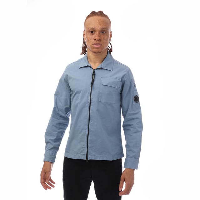 Men's Company Organic Gabardine Zip Overshirt in Blue - Main Image