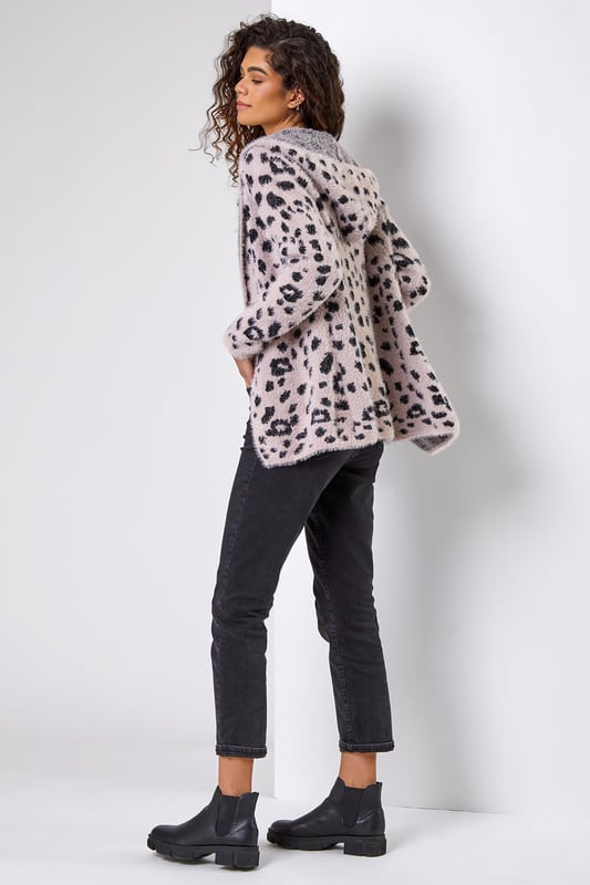 Fluffy leopard deals print cardigan