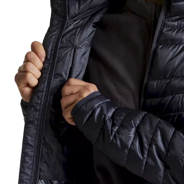 Material: 100% Polyester. Design: Logo, Quilted. Fabric Technology: Anti-Odour, DWR Finish, EcoShield, Lightweight, Thermo Pro, Wind Resistant. Compressible, Packaway, Welded Baffles. Sleeve-Type: Long-Sleeved. Neckline: Standing Collar. Pockets: 2 Side Pockets, Zip, 1 RFID Blocking Pocket, Stow Pocket. Fastening: Full Zip. Sustainability: Made from Recycled Materials.