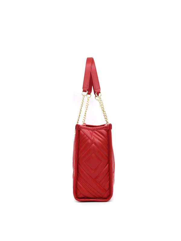 Damesshopper met ritssluiting. één met binnenzakken met ritssluiting. afwezige externe zakken. in ketting en schouderband van eco-leer. ontbrekend handvat. een binnencompartiment. extern materiaal. gevoerd met polyester binnenkant. Afmetingen: 35x24x11 cm. Modeproduct