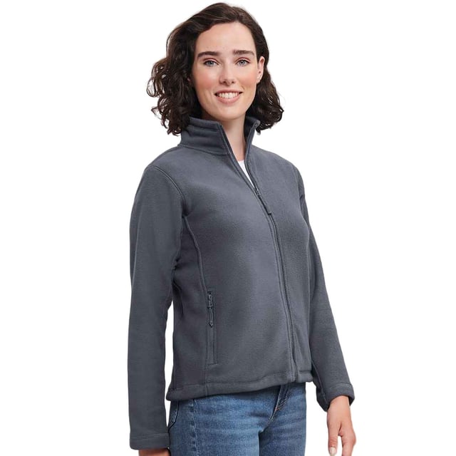 Material: 100% Polyester. Fabric: Dense Compact Pile Fleece. Design: Plain. 320gsm. Fabric Technology: Anti-Pilling. Coverstitch Detail, Panel Detail, Unlined. Cuff: Hemmed. Sleeve-Type: Long-Sleeved. Neckline: Standing Collar. Pockets: 2 Side Pockets, Zip. Fastening: Full Zip. Hem: Adjustable, Drawcord. Sustainability: WRAP Certified.