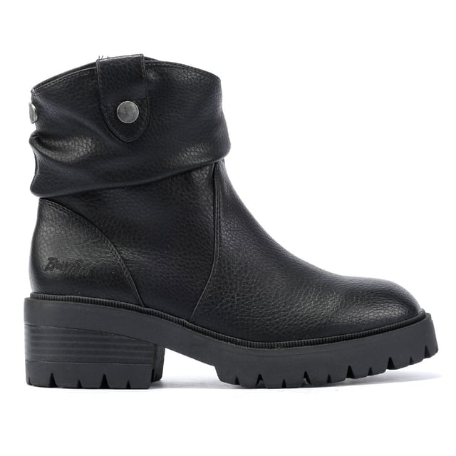 Step out in style with these western-inspired mid-calf boots, featuring a sleek faux-leather upper and convenient side zip fastening for effortless wear. Designed with a trendy lug platform sole and a 2-inch stacked heel. These chic and durable vegan boots offer the perfect combination of comfort and eco-friendly fashion.