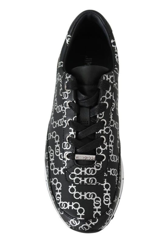 Brand new with tags dustbag and shoe box
  100% Authentic Jimmy Choo Sneakers
  Model: Black/Silver Monza olcc Leather Sneakers
  Color: Black/Silver
  Material: 100% Leather Print Choo Chain
  Designed for women