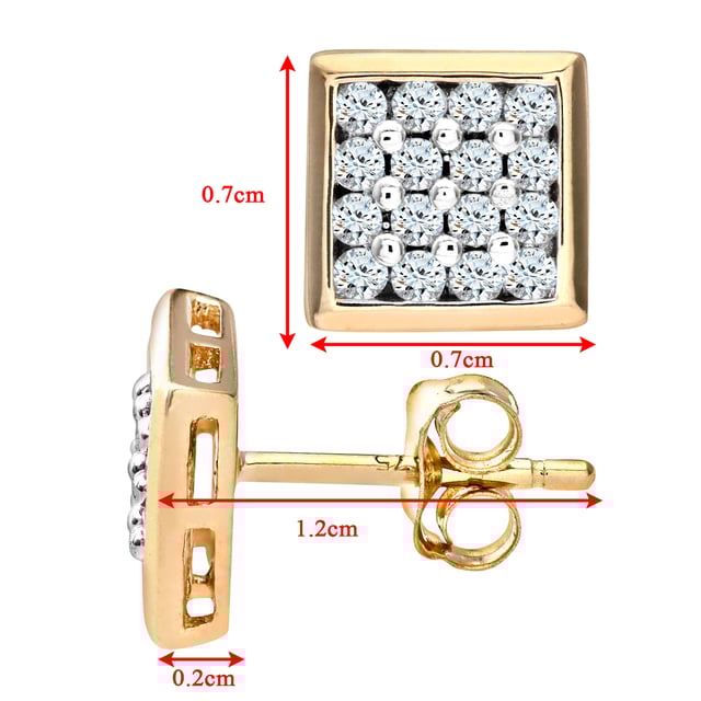 9K (375) Yellow Gold: 0.85gr; # Diamond: 0.2ct; # Dimension: 0.79cm x 0.79cm