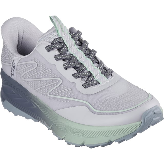 Ga de paden op in sportief gedempt comfort met Skechers Switch Back - Mist. Deze casual slip-in heeft een bovenwerk met monomesh print, een goed dempende tussenzool en een Skechers Air-Cooled Memory Foam binnenzool.