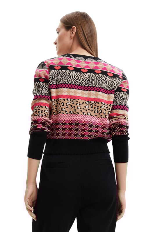 Marca: Desigual   Género: Mujeres   Tipo: Punto   Color: Fucsia   Patrón: Geométrico   Escote: Cuello Redondo   Mangas: Manga Larga   Temporada: Otoño/invierno