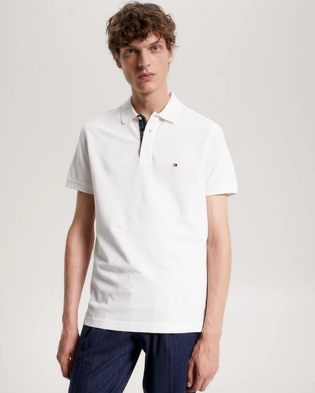 Check placket cotton polo 2025 shirt