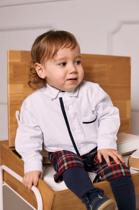 Elevate your little gentleman's style with the Patachou Baby Boys Cotton Shirt in White, expertly crafted for AW2024. This shirt epitomizes luxury and simplicity. Key features include:‚ Pure Cotton Fabric: Breathable and gentle, ensuring comfort throughout the day.‚ Classic White Hue: Versatile and timeless, perfect for any occasion.‚ Refined Detailing: Attention to fine details like subtle stitching and elegant buttons enhances its sophisticated appeal.Don't miss adding this exquisite piece to your little one's collection for an effortlessly chic look.
