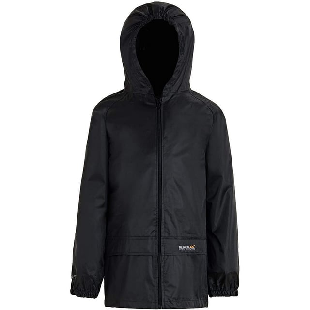 Regatta Great Outdoors Childrens/Kids Stormbreak Waterproof Jacket (Black) The Stormbreak is our kids Outdoor Adventure longer length waterproof shell jacket. This best selling wet weather hero uses our Hydrafort technology - a tough-wearing fabric that keeps the wind and rain out. Other downpour shields include taped seams and elasticated cuffs. Throw it over fleece and bodywarmers for cold weather protection. 100% Polyester. Regatta Kids Sizing (chest approx): 2 Years (53-55cm), 3-4 Years (55-57cm), 5-6 Years (59-61cm), 7-8 Years (63-67cm), 9-10 Years (69-73cm), 11-12 Years (75-79cm), 32" (79-83cm), 34" (83-85cm).