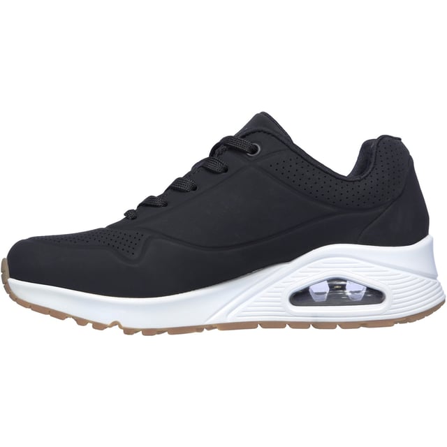 Classic air cushioned style meets updated comfort in the Stand on Air shoe. Smooth leather-textured synthetic upper in a lace up classic fashion sneaker with stitching and perforation accents.