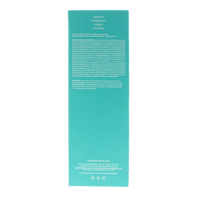 An everyday shampoo that gently cleanses as it hydrates. Argan oil and vitamins help provide immediate hydration and shine. Coconut oil helps lock in moisture to leave hair feeling sleek and nourished. Delicately fragranced with the signature Moroccanoil scent.