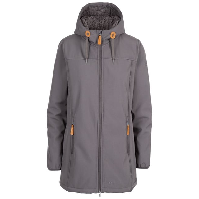 Adjustable grown on hood. 2 zipped pockets. Binding at cuffs. Chin guard. Contrast Bonded fake fur back. 96% polyester, 4% elastane. TPU membrane.