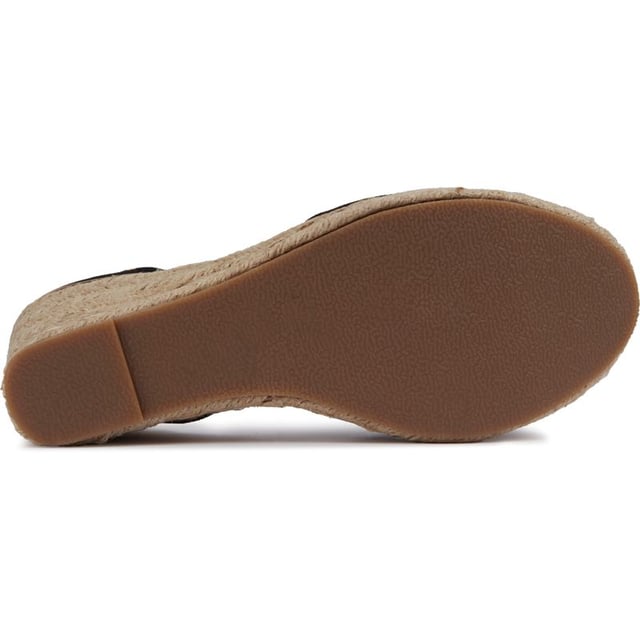 Zwarte damesschoenen Solesister espa espadrille met sleehak, vervaardigd met kunststof en een synthetische zool. Met: espadrille sleehak en platform, metalen afwerking op de hiel en synthetische voering en sok.