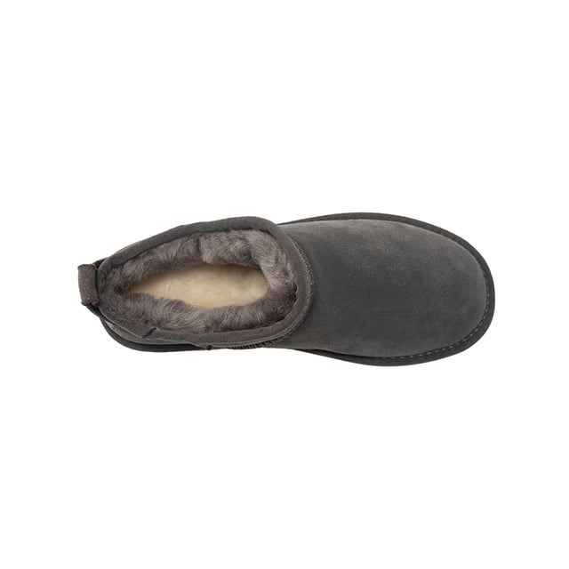 Fashionable mini boot to stay up to date with the latest trends.
 Soft premium genuine Australian Sheepskin wool lining.
 Full leather Suede upper - Water Resistance.
 Unique fully moulded insole with support - all sheepskin lined footbed - extremely comfortable.
 Sustainably sourced and eco-friendly processed.
 Rubber High-density EVA blend outsole - making it lighter, softer and more durable.
 Double stitching and reinforced heel.
 Sheepskin breathes allowing feet to stay warm in winter and cool in summer.