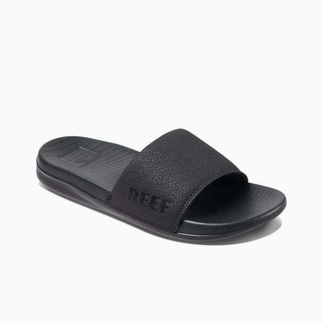 Summer feel too short? These incredibly comfy injection molded slides are a quick fix: with anatomic contouring, a soft padded strap for easy on and off, a non-marking outsole and enhanced biodegradability. Make every day feel like summer.