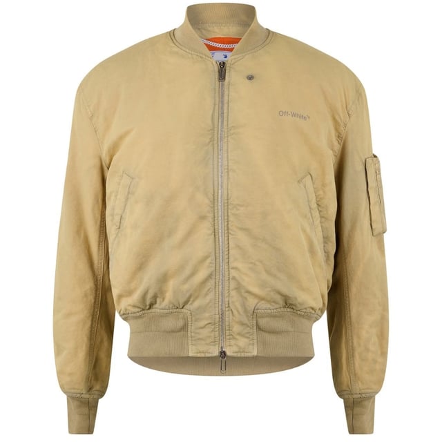 Eleva tu estilo con la chaqueta beige desteñida de Off-White. Esta chaqueta confeccionada en Italia presenta un diseño industrial, perfecta para quienes aprecian la atencion al detalle. Demuestre su experiencia en moda y mantengase a la moda con esta pieza imprescindible., Cierre de cremallera, Logotipo de la marca en la etiqueta, Made In Italy, Chaqueta beige blanquecina, 2 bolsillos delanteros con cremallera, Ajuste regular, Material superior: 100% Poliamida, forro y material interior: 100% poliester, ropa de calle, chaqueta bomber