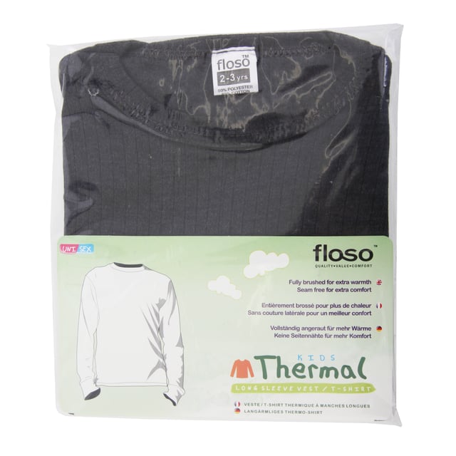 Great quality kids thermal top. Perfect for wearing under clothes in the winter to keep your child nice and warm. Fully brushed for extra comfort and warmth. Fibre: 50% Cotton and 50% Polyester. Machine washable.