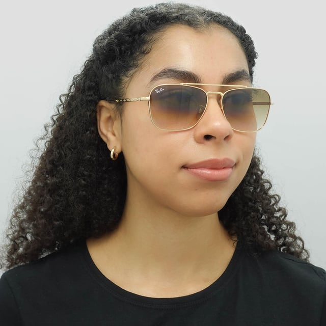 Ray-Ban Square Unisex Gold Brown Gradient RB3636 New Caravan