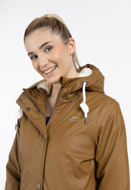 ICEBOUND Regenjacke mit Teddyfutter Damen Dunkelsand