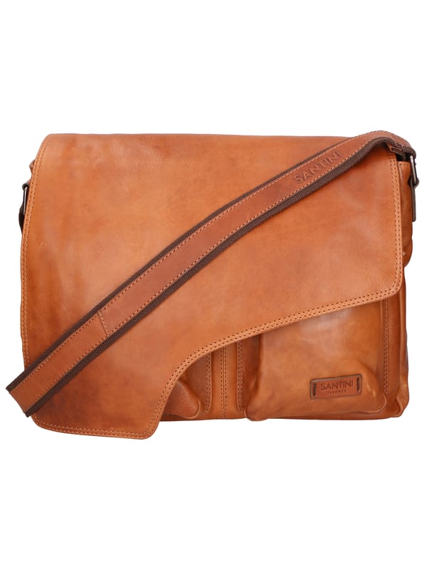 Bolso de mano para hombre de piel con doble apertura con cremallera, equipado con bandolera extraíble y ajustable. Producto elaborado artesanalmente en auténtico pelo de ternera engrasado.