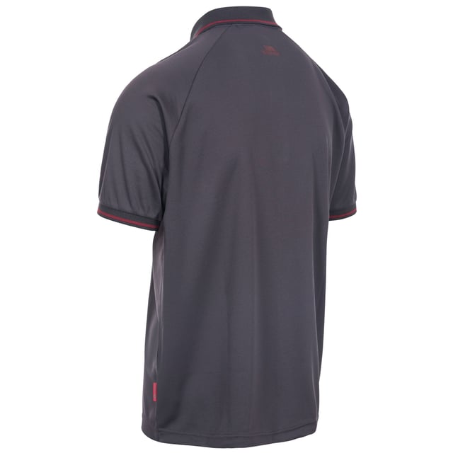 100% Polyester. Short sleeved. Ring stud fastening. Knitted rib collar and cuff. Contrast trims.