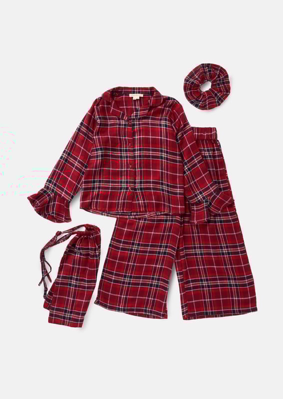 Check these out! Our super soft PJs feature a classic check woven with metallic thread to make them extra luxurious. Our PJs come with a matching hair scrunchie and drawstring bag and are perfect for gifting.