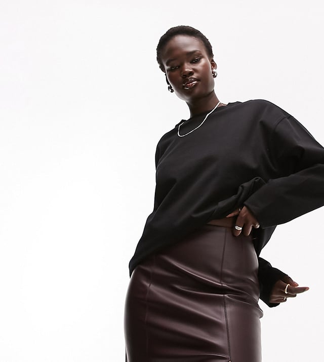 Black leather skirt tall shop