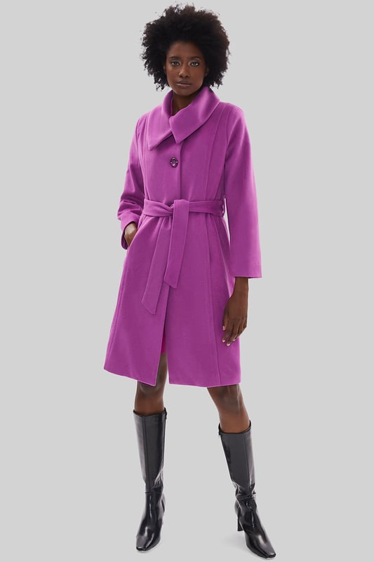 Purple belted clearance coat
