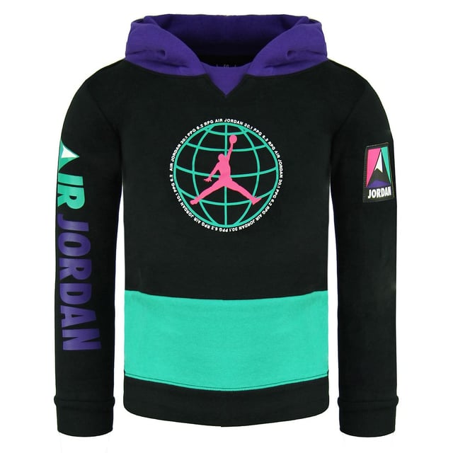 Nike Air Jordan Long Sleeve Pullover Stret Waist Black Kids Tracksuit DD2576 010