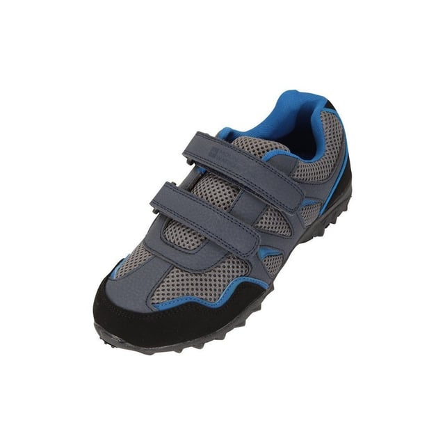 Upper: Mesh. Midsole: EVA (Ethyl Vinyl Acetate). Outsole: High Traction Grip, Non Marking. Breathable, Lightweight. Low Heel. Cut: Low. Design: Contrast Trim, Logo. Toe Style: Round. Fastening: Hook and Loop Fasteners.