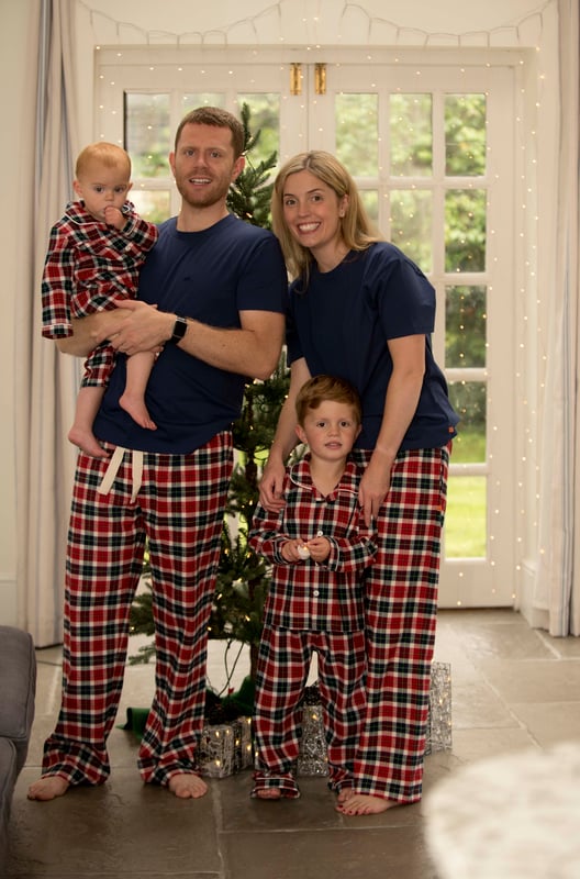 Baby Boys Christmas Woven Check All in One Pyjamas